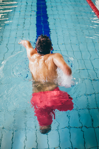 quadriplegic swimming in rehabilitation pool